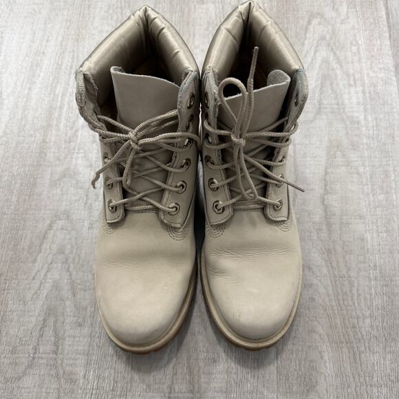 Timberland Premium Waterproof Lace Up Ankle Boots Women's 7 Cream A2798 - Picture 4 of 12